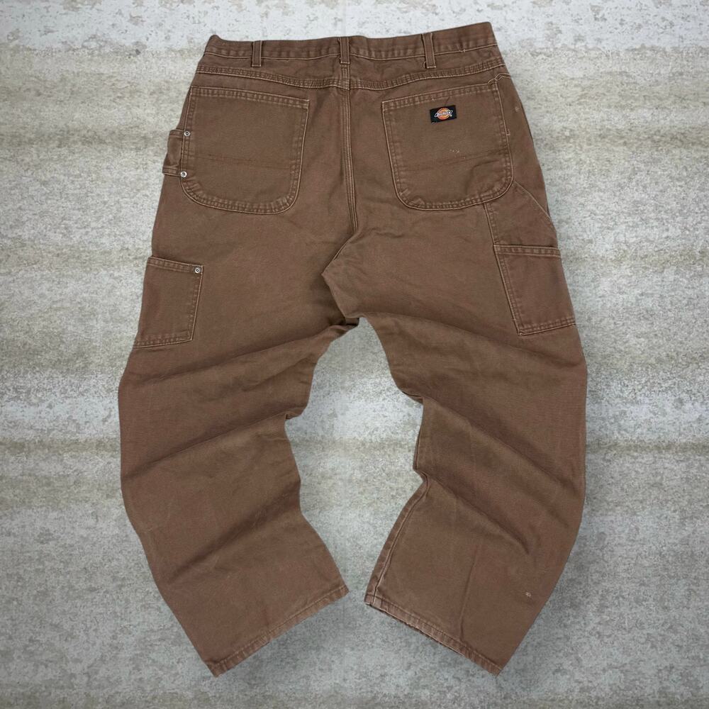 Vintage 90s Dickies Carpenter Pants 38x30 Baggy Wide Leg Chocolate Brown Canvas